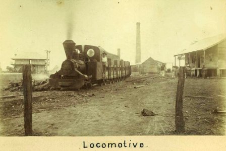 Locomotive at River Estate, Mackay, ca. 1880 photo