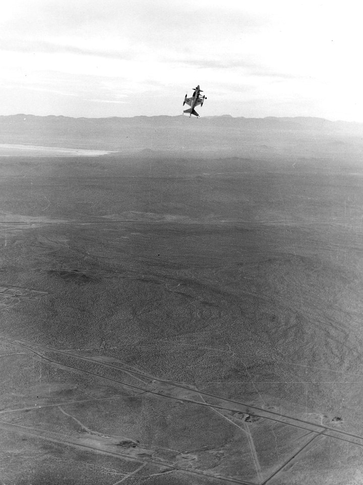 Lockheed XFV-1 during vertical take-off c1954