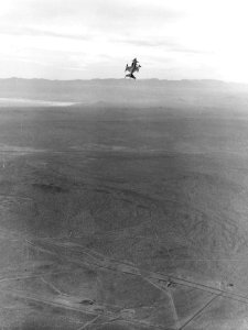Lockheed XFV-1 during vertical take-off c1954 photo