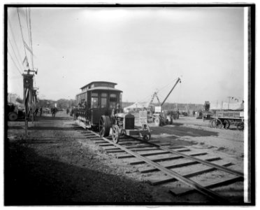 Locomotive and tractor on display LCCN2016824036