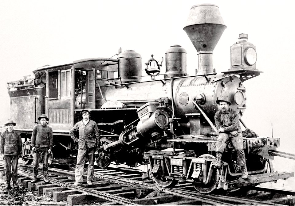 Logging locomotive and crew B