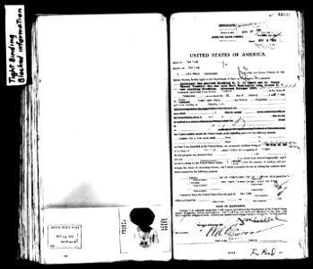 Lois Ewell passport application from 1918, this is page 1 of 5