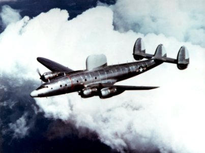 Lockheed PO-1W in flight near Naval Air Station Patuxent River, circa in the early 1950s (NH 101807-KN)