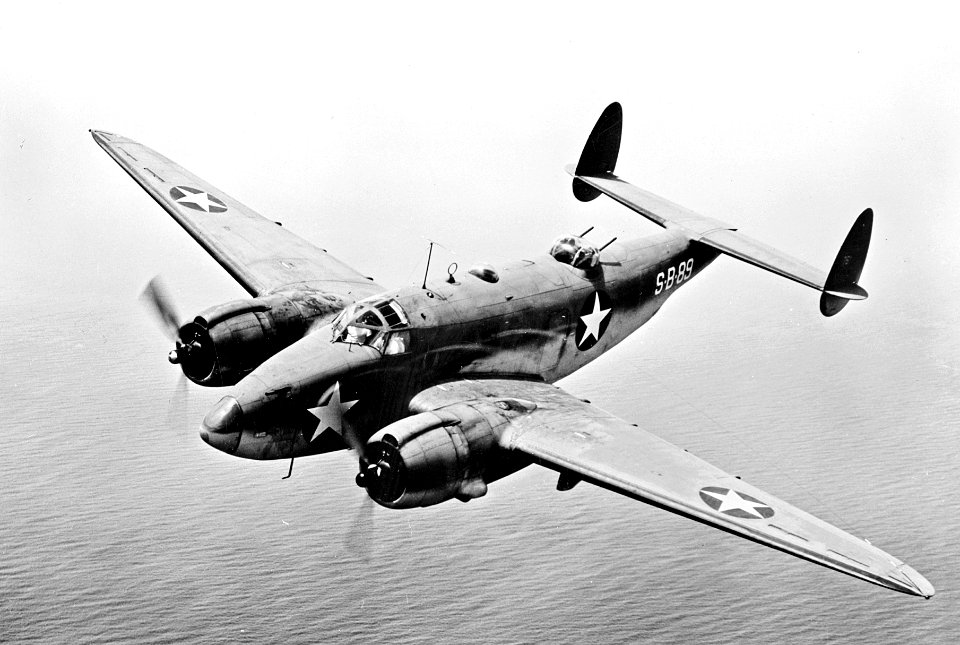 Lockheed PV-1 Ventura patrol bomber in flight, circa 1943 (fsa.8e01506)
