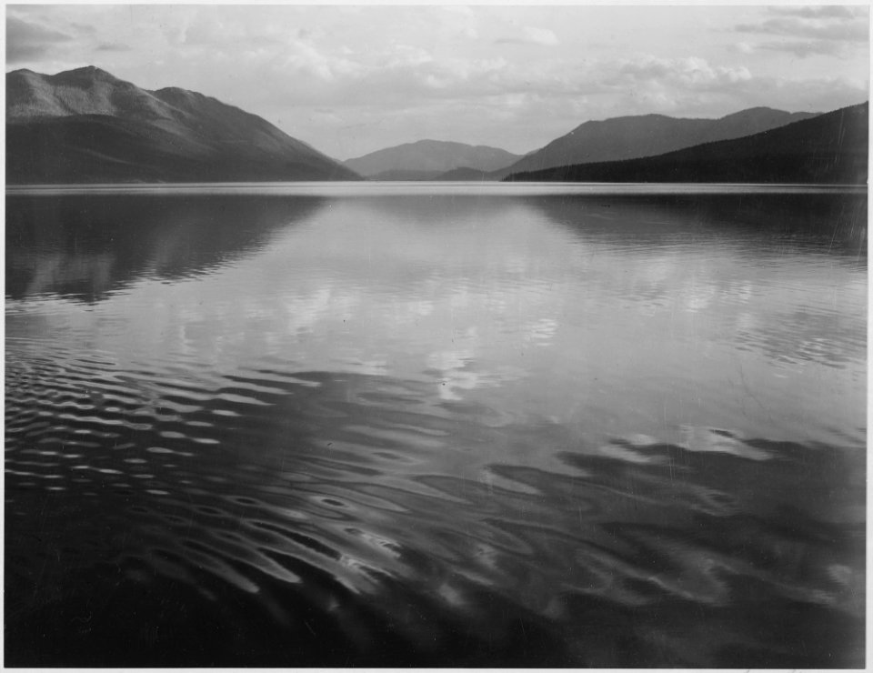 Looking across lake, McDonald Lake, Glacier National Park, Montana., 1933 - 1942 - NARA - 519873
