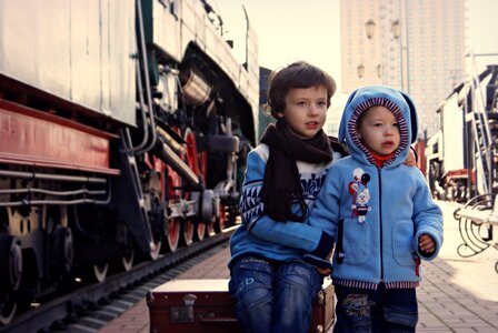 Portrait kids railway