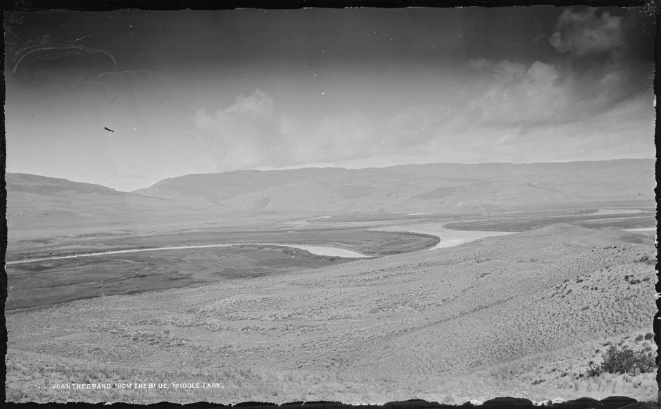 Looking down the Colorado from the mouth of the Blue, Middle Park. Grand County, Colorado. - NARA - 517050