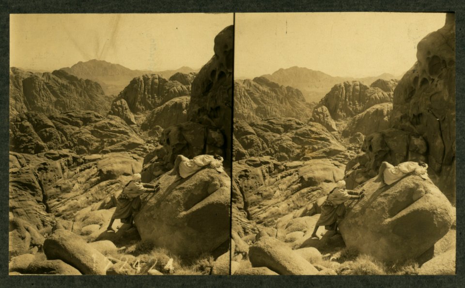 Looking eastward from the peak of the Ras-es Safsaf toward the rocky ridges of the Mt. Sinai range LCCN2004672855