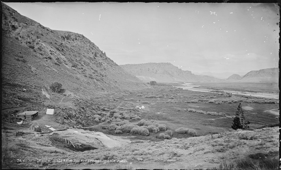 Looking up Colorado River from the hot springs, Middle Park. Grand County, Colorado - NARA - 517044