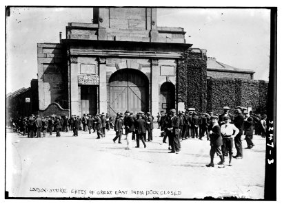 London Strike gates of Great East India dock; closed LCCN2014689496