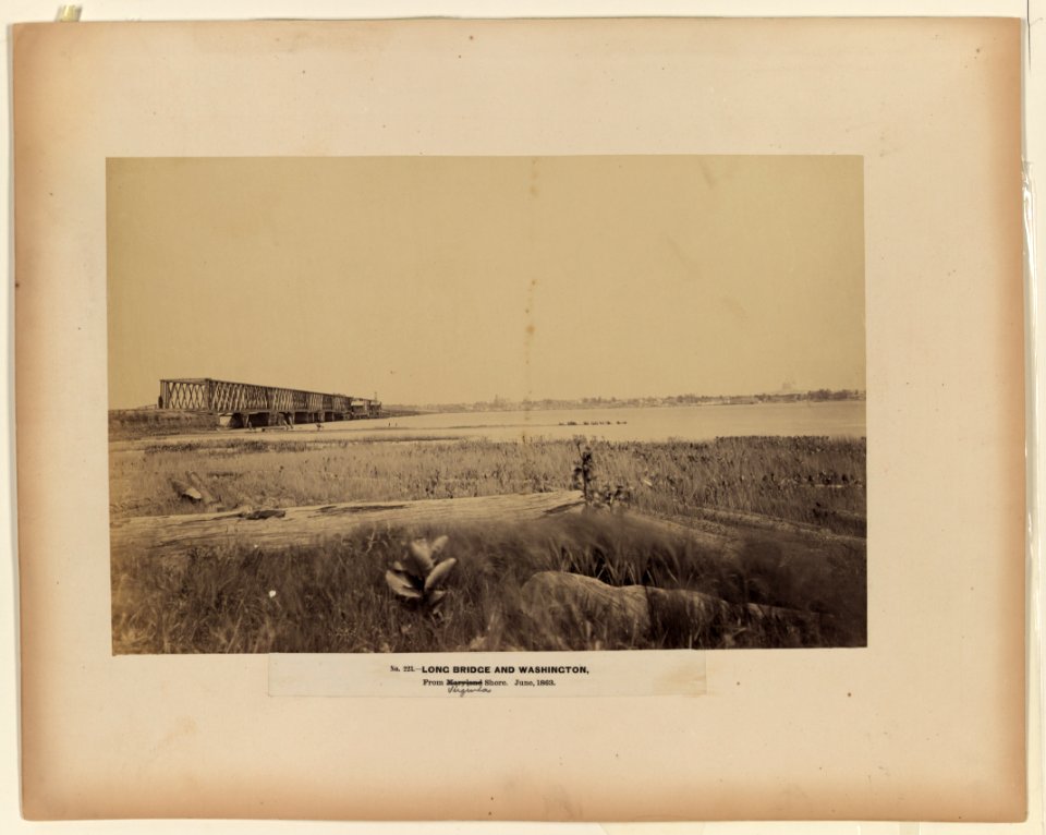 Long Bridge and Washington, from Maryland (i.e., Virginia) shore, June 1863 LCCN2004680102