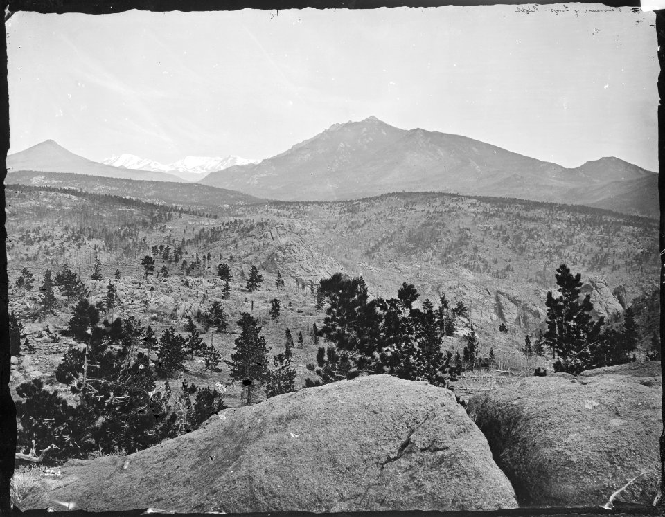 Long's Peak, panorama showing Mount Lilly, Rocky Mountains, Colorado. - NARA - 517672
