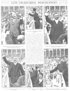 Los oradores, perorando, de Campúa, Mundo Gráfico, 30 de mayo de 1917