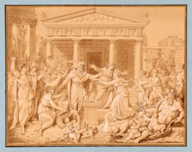 Lot 1822-8500. Conrad Martin Metz. A sacrifice to Diana, the Goddess of Hunting. Signed and dated C. M. Metz, 1822. Drawing ink and wash on paper. Sheet size 417×547 mm