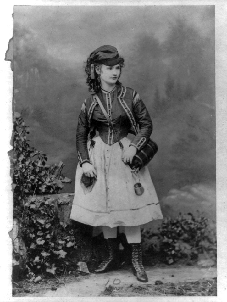 Lotta Crabtree, full-length portrait in costume for a theatrical role, facing front LCCN2008675532
