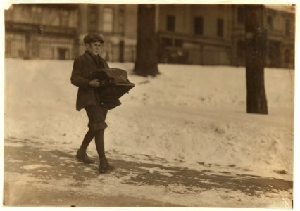 Louis A. Caulfield, 37 Belfort Street, Dorchester. Delivering a heavy type-writer about half a mile. Works for Model Typewriter Inspection Co. Says he is sixteen years old and gets $6 a LOC nclc.03988