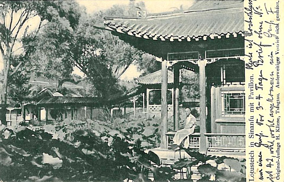 Lotusteich in Sinanfu mit Pavillon 1903