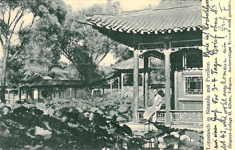 Lotusteich in Sinanfu mit Pavillon 1903