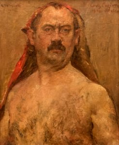Lovis Corinth, Selbstbildnis als Halbakt mit rotem Kopftuch, 1909, MGS-20160312-001