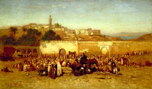 Louis Comfort Tiffany - Market day outside the walls of Tangiers, Morocco photo