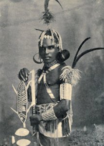 Loyalty Islander in festive costume, c, 1890s photo