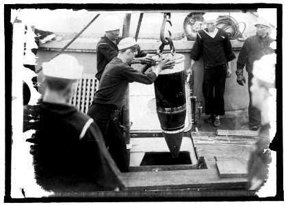 Lowering a projectile into magazine of a battleship LCCN2016821397