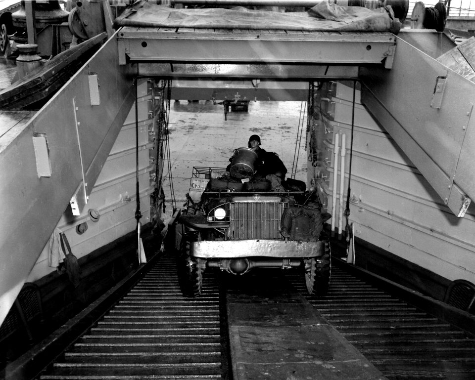 LST ramp with vehicle 1950