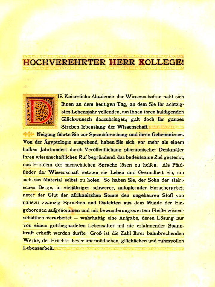 LSR zum 80. Geburtstag, 1912, Seite 1