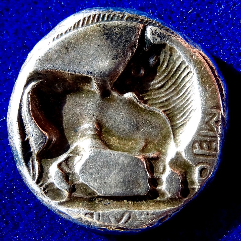 Lucania (southern Italy), Ionian colony Siris, Tetradrachm about 520 B.C. Original creation by Carl Wilhelm Becker.Ag, reverse