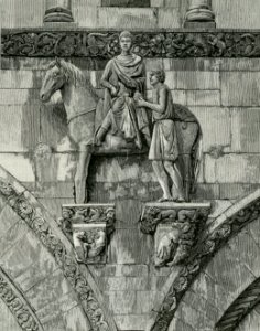 Lucca Duomo San Martino che spartisce il suo mantello ad un povero