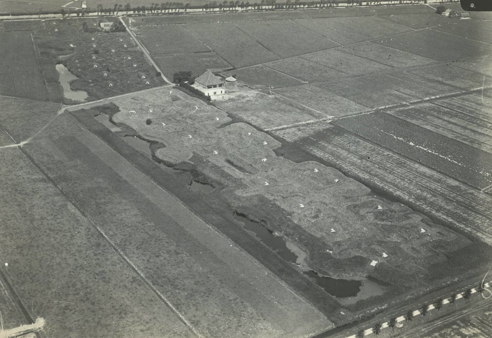 Luchtfoto van de voorstelling bij Vijfhuizen
