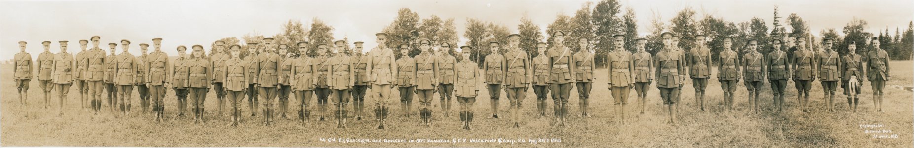 Lt.-Col. F.A. Gascoigne and officers of 60th Battalion, CEF, Valcartier Camp, P.Q., Aug. 26, 1915 (HS85-10-30760)
