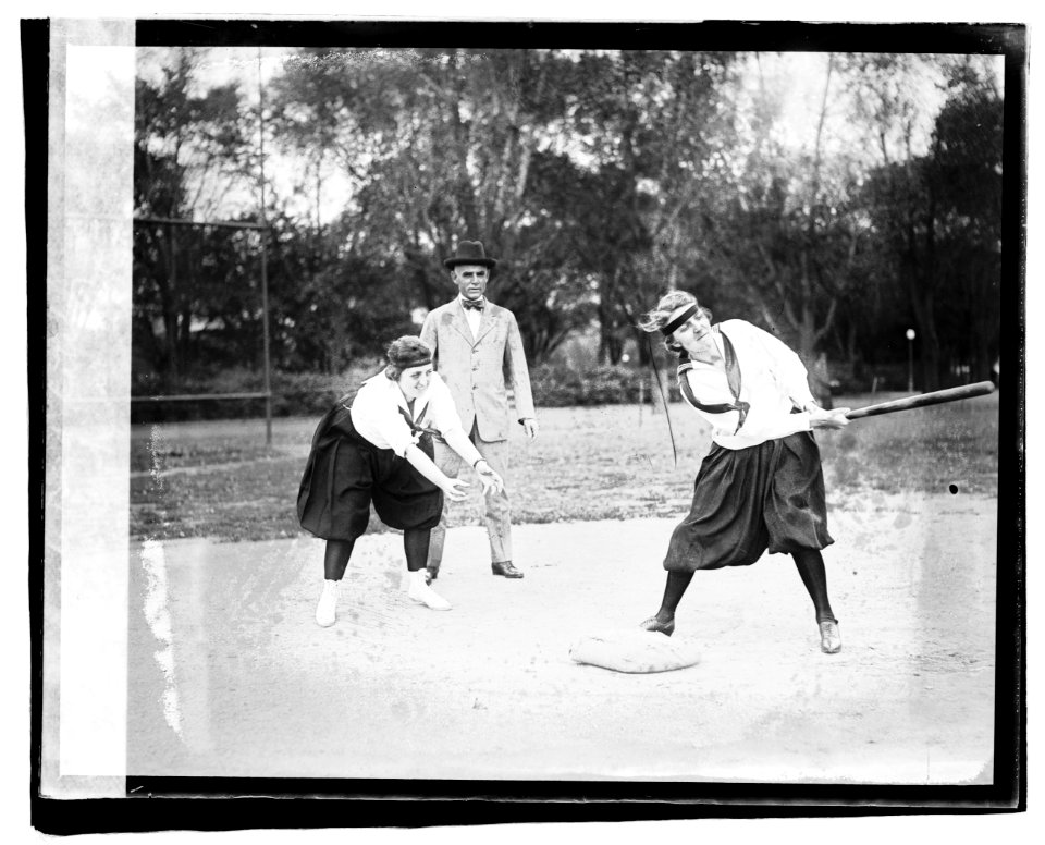 Lucile Boyd catching; Mary Cook at bat LCCN2016827119