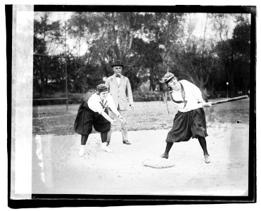 Lucile Boyd catching; Mary Cook at bat LCCN2016827119