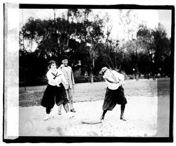 Lucile Boyd catching; Mary Cook at bat LCCN2016827118