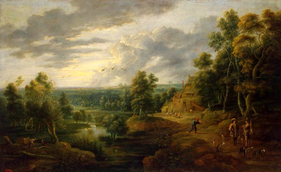 Lucas van Uden Landscape with Hunters 01