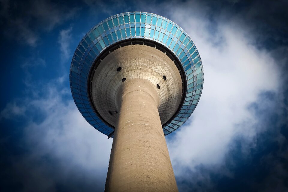 Tv tower blue dark clouds