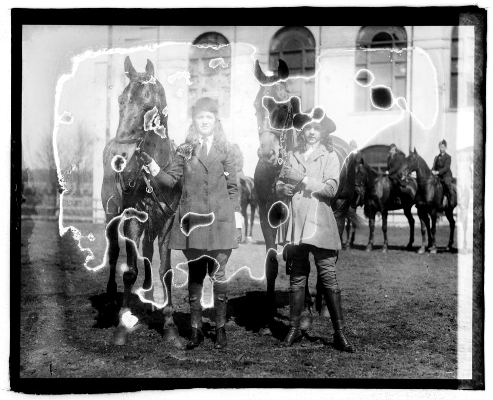 Lucy Leffingwell on Freckles (Russell C. Leffingwell), Carolyn Chamberlain on General (General J. C.), 1226-16 LCCN2016827649