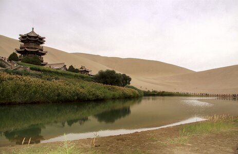 Gansu province dunhuang crescent lake photo