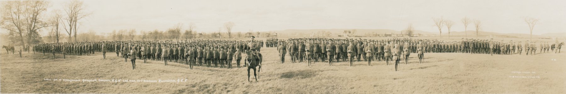 Lt.-Col. Montgomery Campbell, officers, NCO's and men, 64th Overseas Battalion, CEF (HS85-10-31302) photo