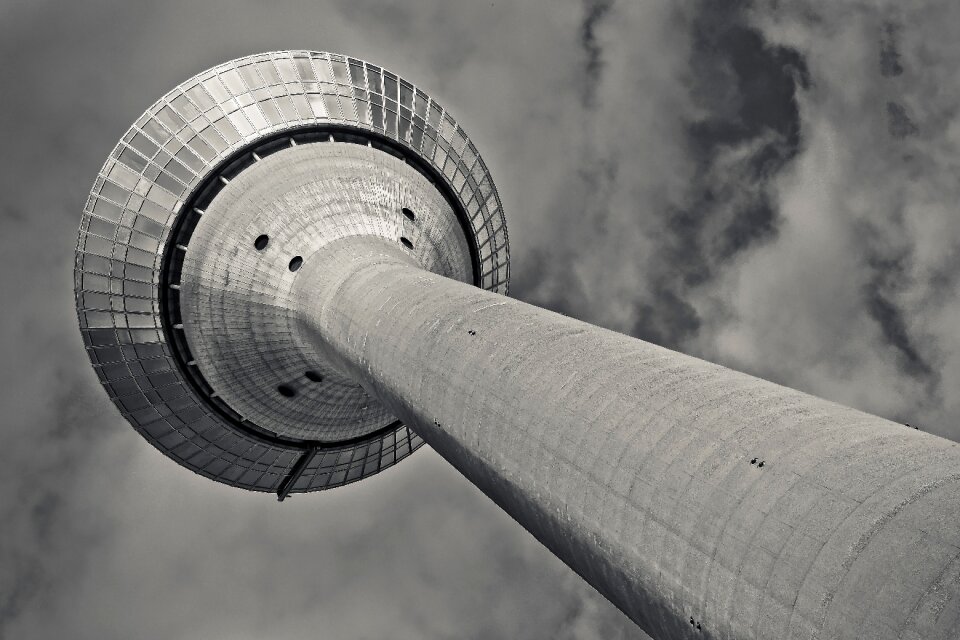 Tv tower blue dark clouds