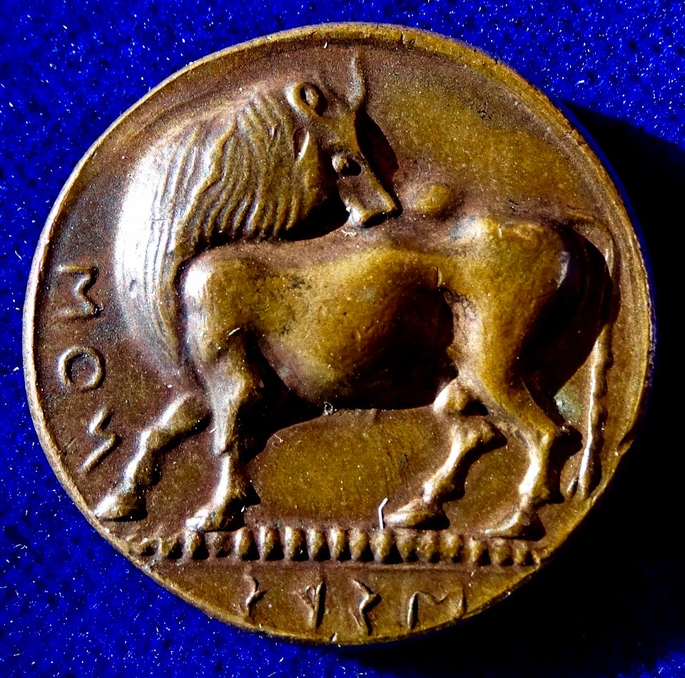 Lucania (southern Italy), Ionian colony Siris, Tetradrachm about 520 B.C. Original creation by Carl Wilhelm Becker.Cu, obverse