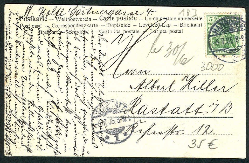 Ludwig Hemmer PC 0602 Gruss vom Schützenfest Hannover. Einzug der Schützen in's Rundteil. Adressseite liegend