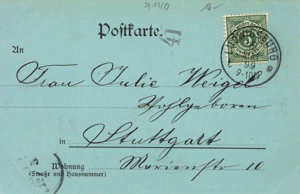 Ludwigsburg, Baden-Württemberg - Stadtansicht (2) (back) (Zeno Ansichtskarten)