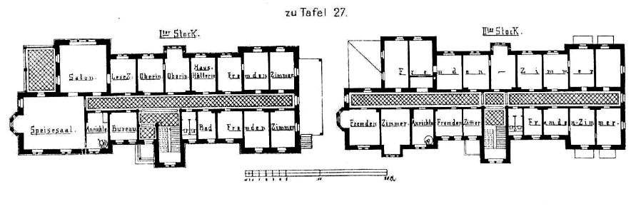 Ludwig-Wilhelm-Pflegehaus in Baden-Baden, Grundriss, Tafel 27, Kick Jahrgang I