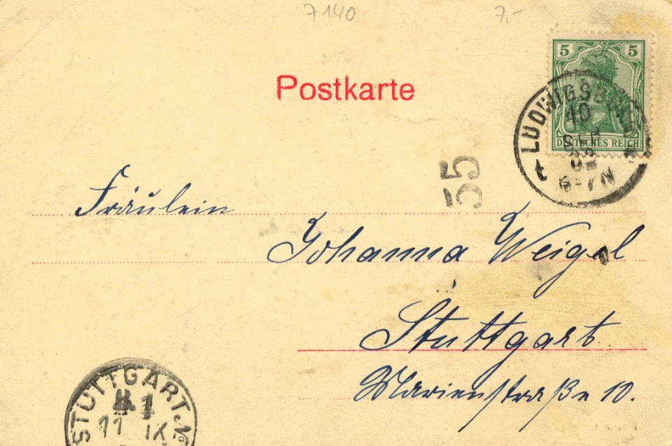 Ludwigsburg, Baden-Württemberg - Schloss, Front mit Innenhof (back) (Zeno Ansichtskarten)