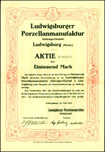 Ludwigsburger Porzellanmanufaktur 1923 photo