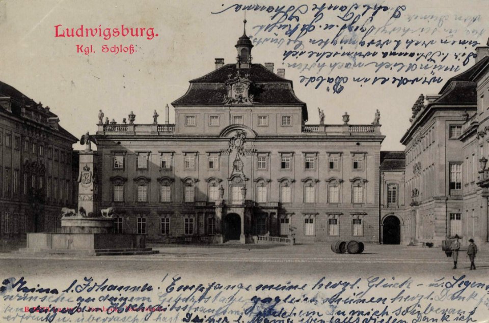 Ludwigsburg, Baden-Württemberg - Schloss, Front mit Innenhof (Zeno Ansichtskarten)