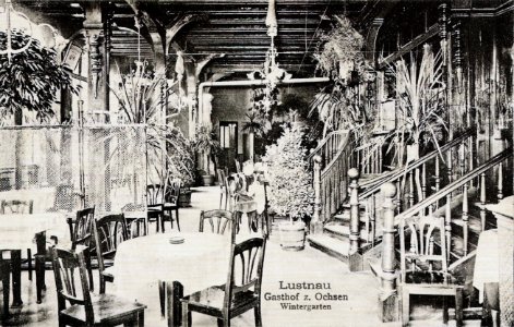 Lustnau. Gasthof zum Ochsen. Wintergarten (AK Gebr. Metz 1912 TPk197B)