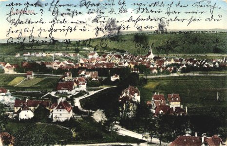 Lustnau. Blick von Tübingen (AK Gebr. Metz 1913 TPk148)